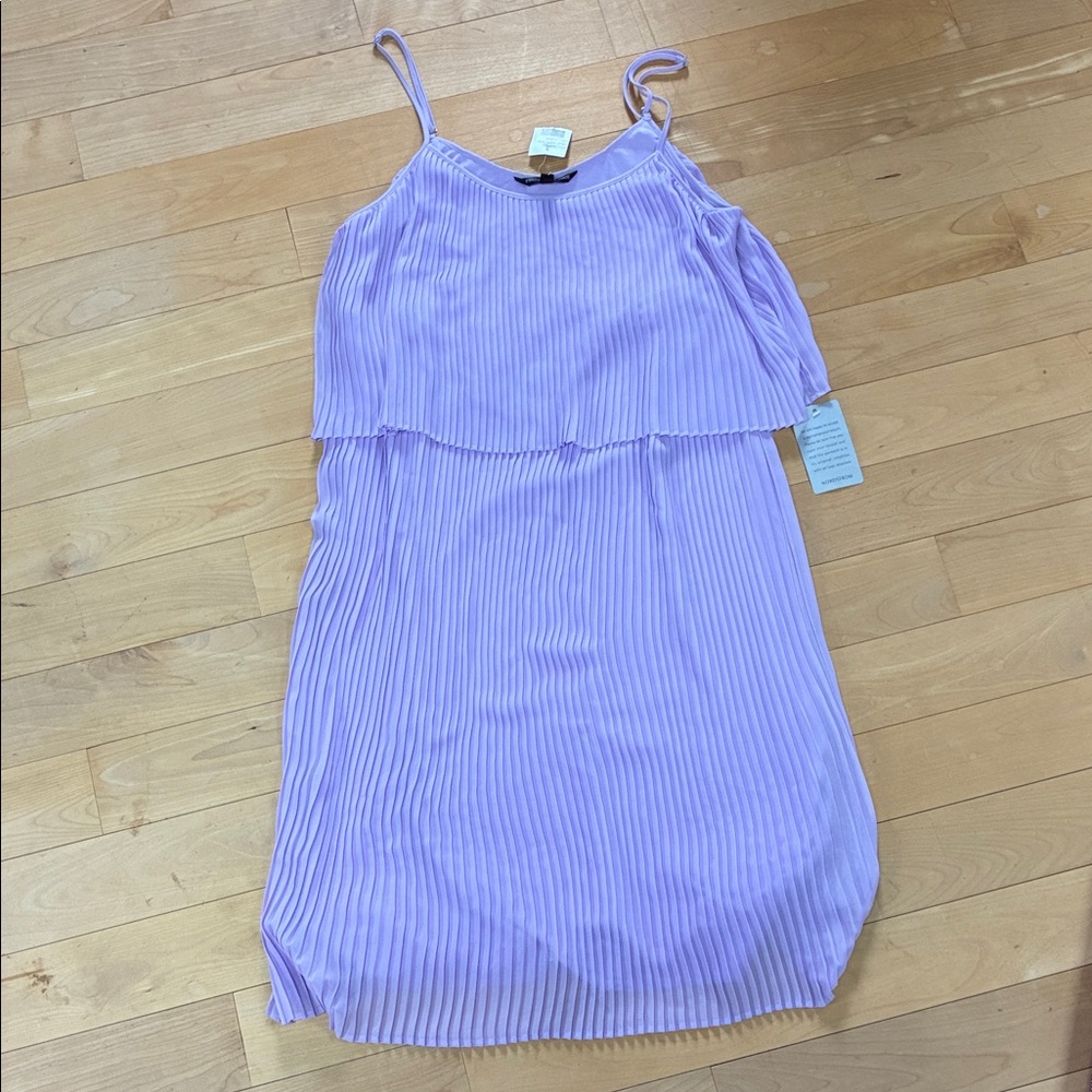 Lavender Pleated Layered Spaghetti Strap Dress